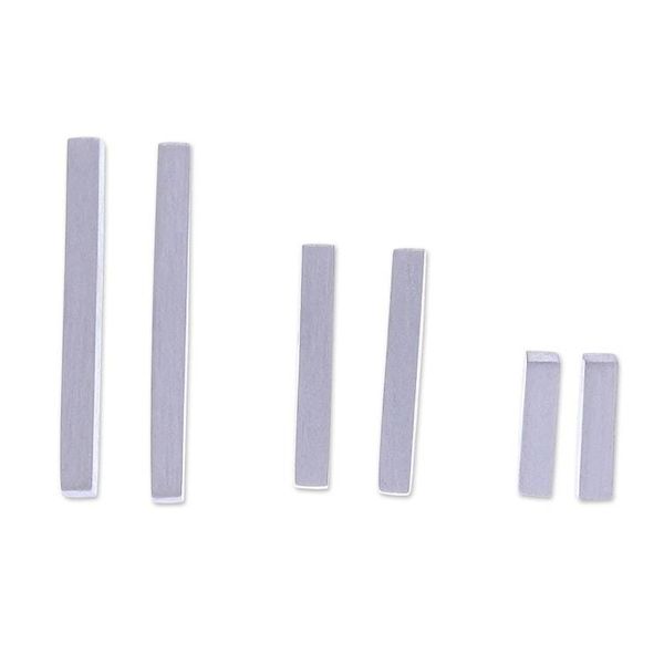Alternate image for Modern Brushed-Satin Sterling Silver Bar Earrings Minimalist Glam
