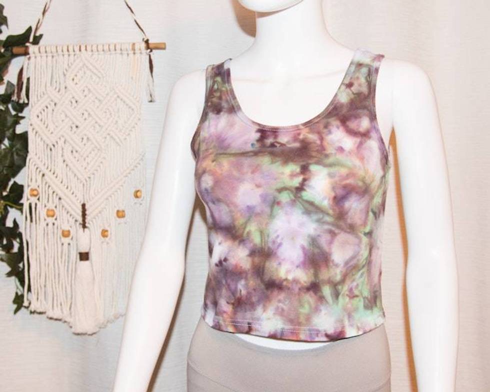 Women's Cropped Tank Top - Large - Multi color (dusty purples and greens)