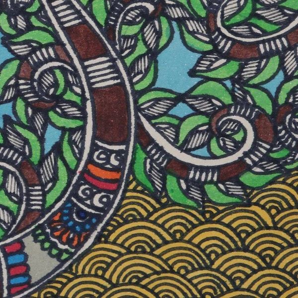 Alternate image for Krishna Madhubani Painting on Handmade Paper from India Sublime Krishna