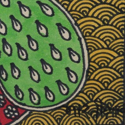 Alternate image for Krishna Madhubani Painting on Handmade Paper from India Sublime Krishna