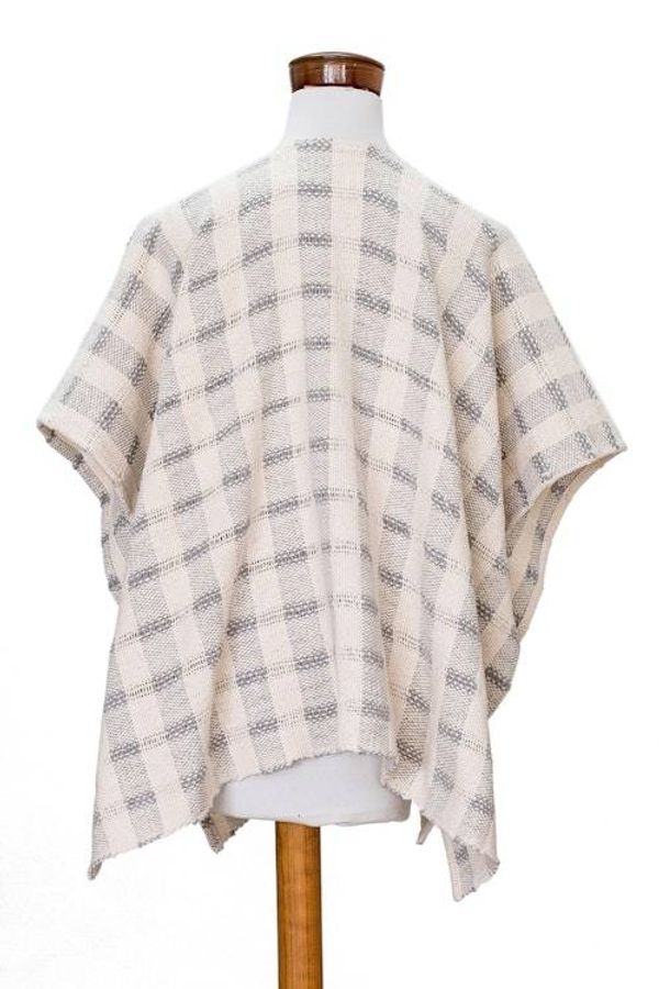 Alternate image for Striped Grey Ruana Made with 100 Cotton in El Salvador Grey Cojutepeque Stripes
