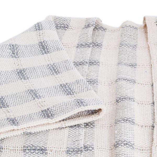 Alternate image for Striped Grey Ruana Made with 100 Cotton in El Salvador Grey Cojutepeque Stripes