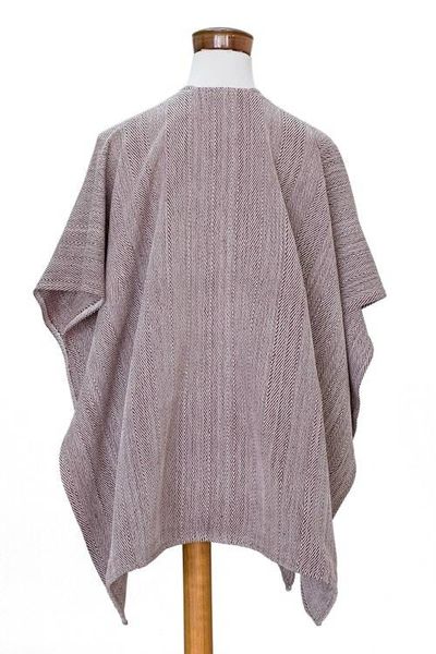 Alternate image for Striped Mahogany Ruana Made with 100 Cotton in El Salvador Mahogany Cojutepeque