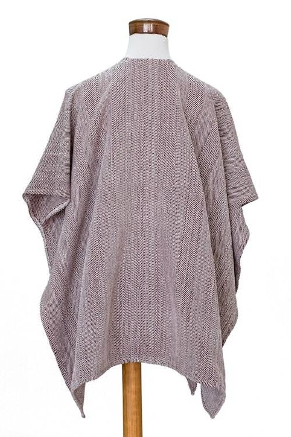 Alternate image for Striped Mahogany Ruana Made with 100 Cotton in El Salvador Mahogany Cojutepeque