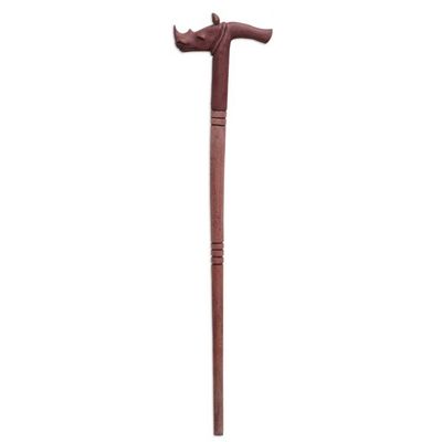 Alternate image for Unique Wood Walking Stick Rhinoceros