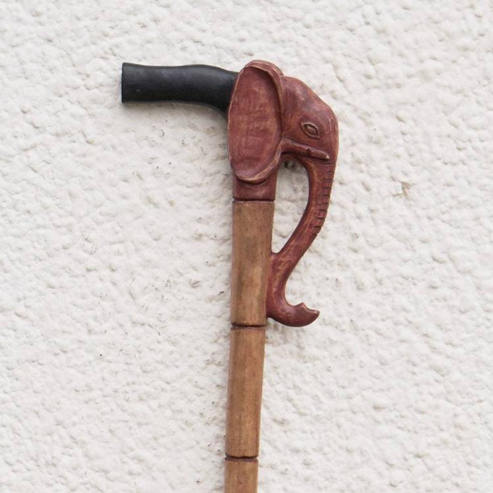 Wood walking stick 'African Elephant'