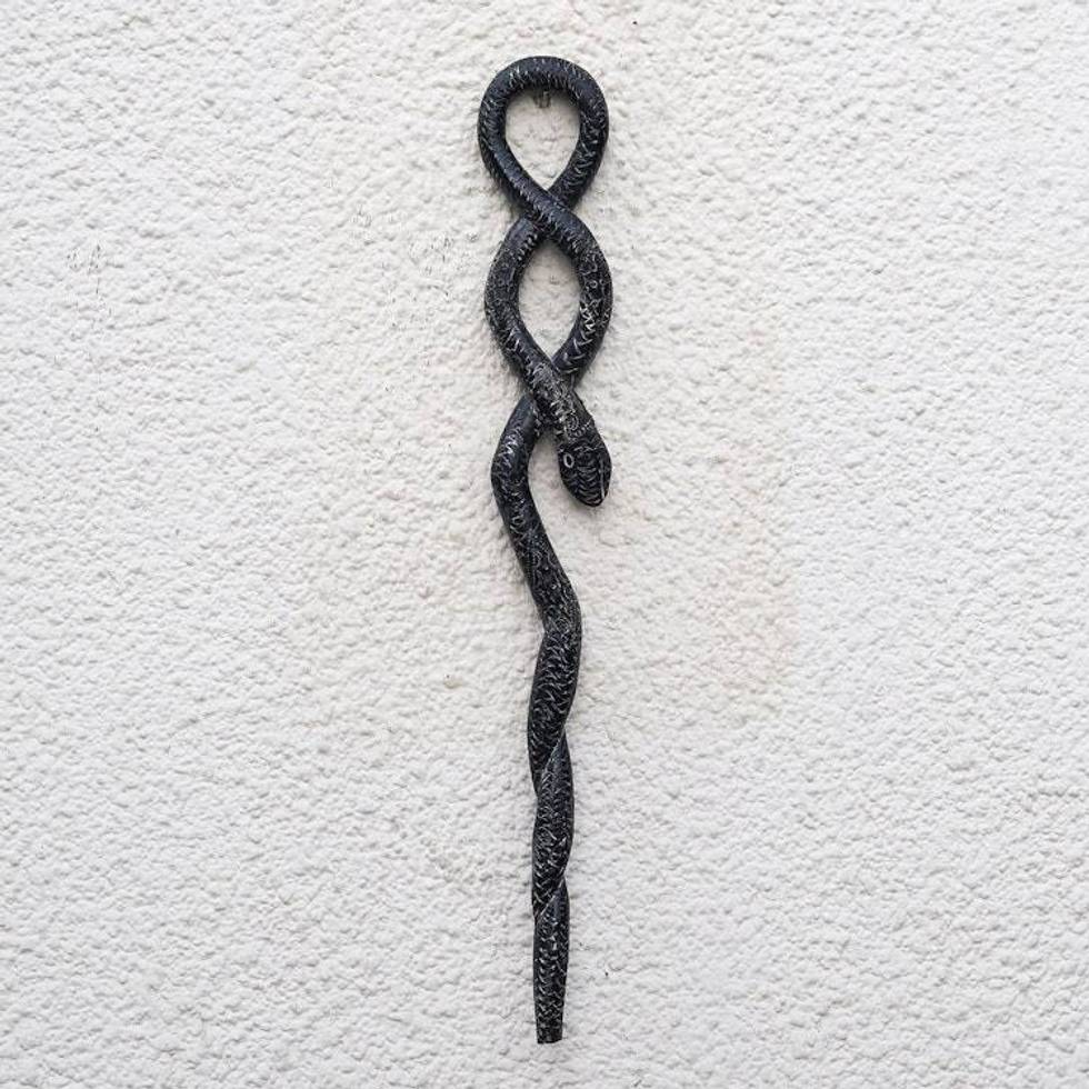 Snake Design Decorative African Walking Stick Carved by Hand 'Owo'