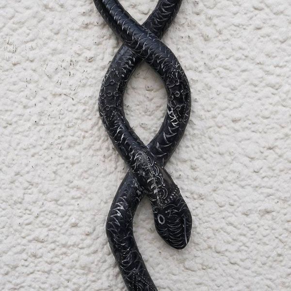 Alternate image for Snake Design Decorative African Walking Stick Carved by Hand Owo