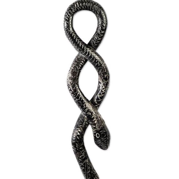 Alternate image for Snake Design Decorative African Walking Stick Carved by Hand Owo