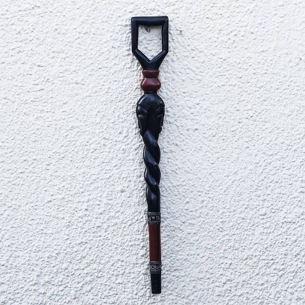 Alternate image for Hand-Carved Sese Wood Walking Stick from Ghana Face Twist