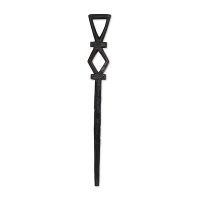 Alternate image for Diamond Motif Wood Walking Stick from Ghana Good Travels
