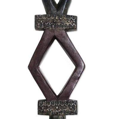 Alternate image for Diamond Motif Wood Walking Stick from Ghana Good Travels