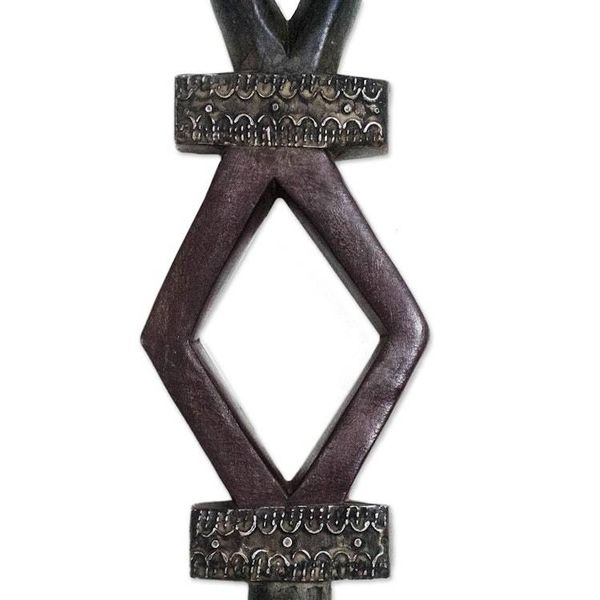 Alternate image for Diamond Motif Wood Walking Stick from Ghana Good Travels