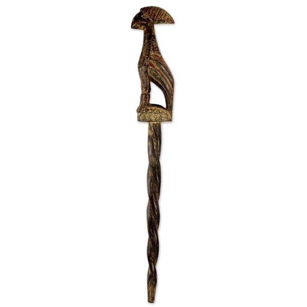 Rooster Handled Walking Stick Painted to Appear as Antique 'Rooster's Comb'