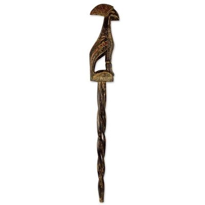 Alternate image for Rooster Handled Walking Stick Painted to Appear as Antique Roosters Comb