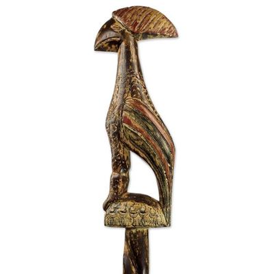 Alternate image for Rooster Handled Walking Stick Painted to Appear as Antique Roosters Comb