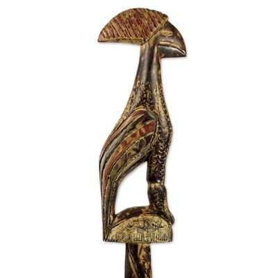Alternate image for Rooster Handled Walking Stick Painted to Appear as Antique Roosters Comb