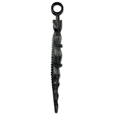 Alternate image for Decorative Africa Walking Stick Carved by Hand as Crocodile Fierce Denkyem