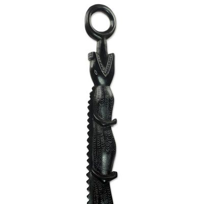 Alternate image for Decorative Africa Walking Stick Carved by Hand as Crocodile Fierce Denkyem