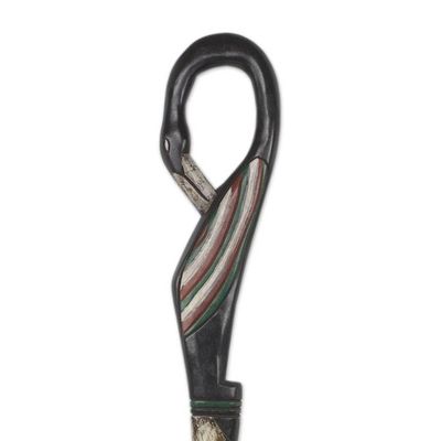Alternate image for Hand Carved Adinkra Theme African Walking Stick Sankofa Bird