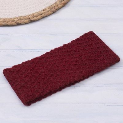 Alternate image for Wave Pattern 100 Baby Alpaca Headband in Crimson from Peru Passionate Waves in Crimson