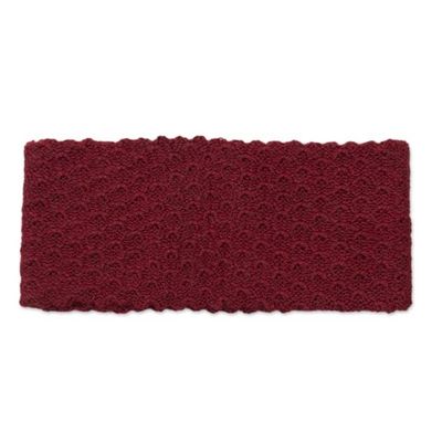 Alternate image for Wave Pattern 100 Baby Alpaca Headband in Crimson from Peru Passionate Waves in Crimson