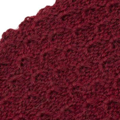 Alternate image for Wave Pattern 100 Baby Alpaca Headband in Crimson from Peru Passionate Waves in Crimson