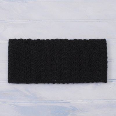 Alternate image for Wave Pattern 100 Baby Alpaca Headband in Black from Peru Passionate Waves in Black