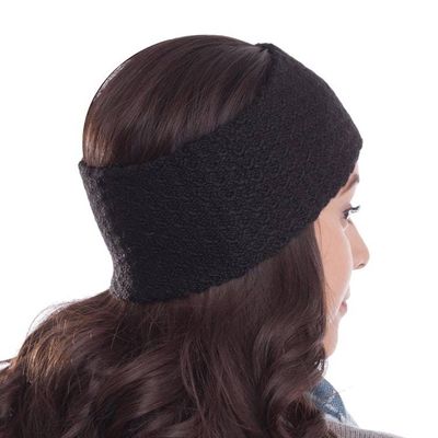 Alternate image for Wave Pattern 100 Baby Alpaca Headband in Black from Peru Passionate Waves in Black