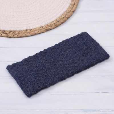Alternate image for Wave Pattern 100 Baby Alpaca Headband in Blue from Peru Passionate Waves in Blue