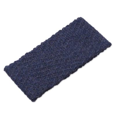 Alternate image for Wave Pattern 100 Baby Alpaca Headband in Blue from Peru Passionate Waves in Blue