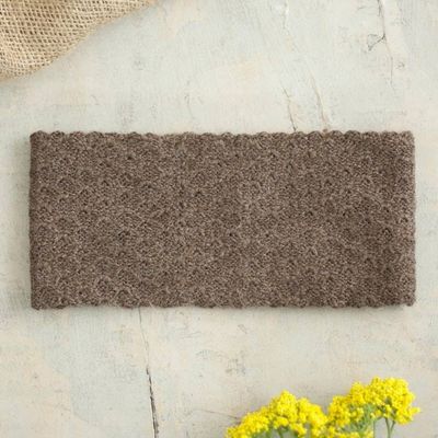 Alternate image for Chestnut 100 Baby Alpaca Honeycomb Pattern Knit Headband Wavelength in Chestnut