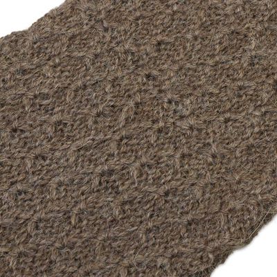 Alternate image for Chestnut 100 Baby Alpaca Honeycomb Pattern Knit Headband Wavelength in Chestnut