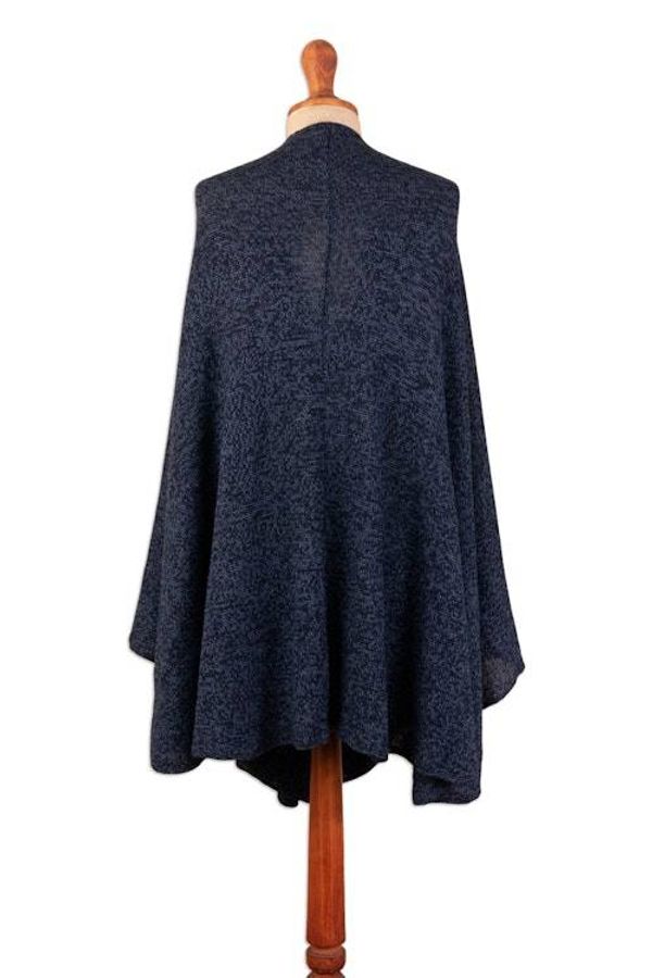 Alternate image for Textured Knit Alpaca Blend Ruana in Blue Shades from Peru Sea Blue