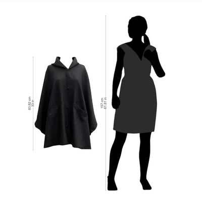 Alternate image for Andean Alpaca Blend Ruana Cape with Hood Glamorous Night
