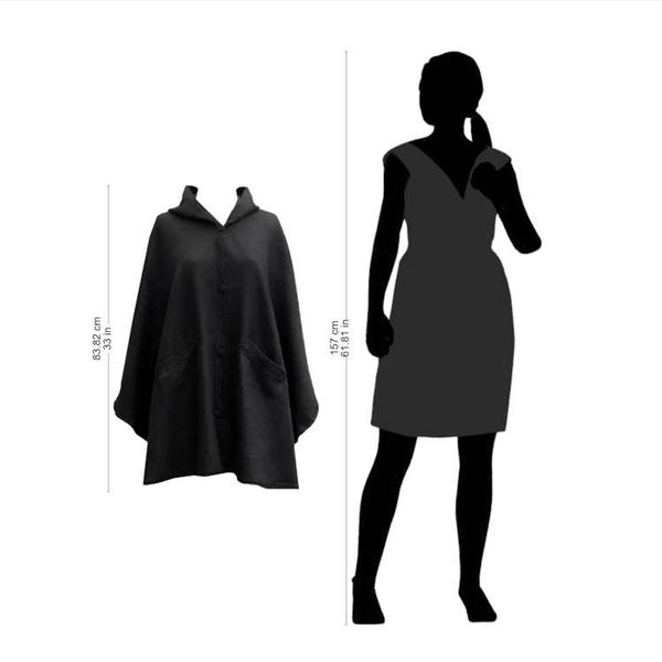 Alternate image for Andean Alpaca Blend Ruana Cape with Hood Glamorous Night