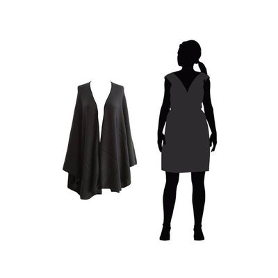 Alternate image for Alpaca Wool Solid Black Wrap Ruana Bold Black