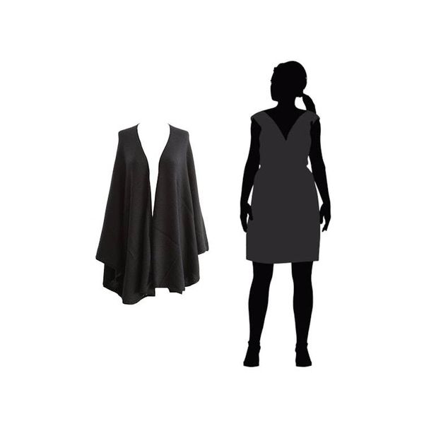 Alternate image for Alpaca Wool Solid Black Wrap Ruana Bold Black