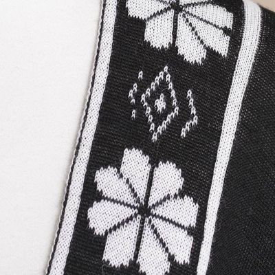 Alternate image for Reversible Alpaca Blend Ruana in Black and White from Peru Inca Garden in Black