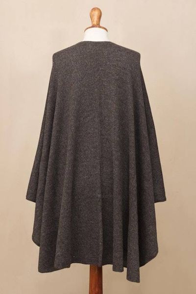 Alternate image for Artisan Crafted Alpaca  Blend Wrap Ruana Brown Tweed