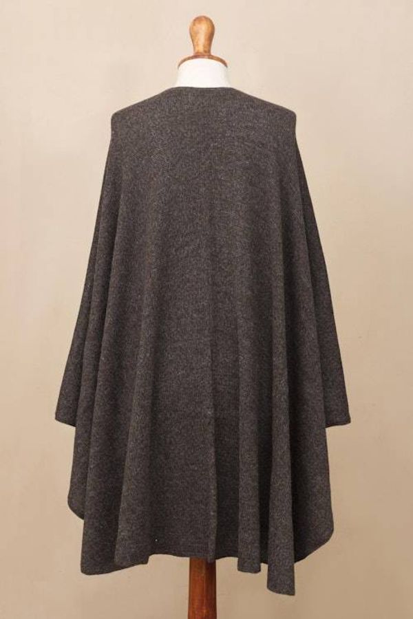 Alternate image for Artisan Crafted Alpaca Blend Wrap Ruana Brown Tweed