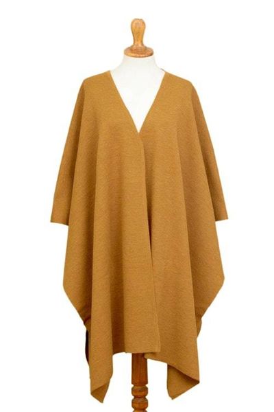 Alternate image for Knit Alpaca Blend Ruana in Sunrise from Peru Elegant Fashion in Sunrise