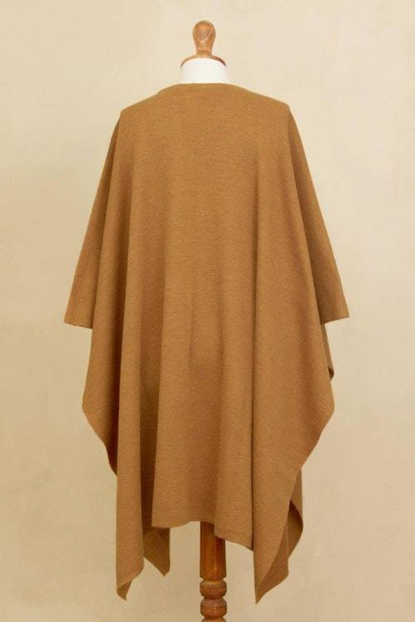 Alternate image for Knit Alpaca Blend Ruana in Sunrise from Peru Elegant Fashion in Sunrise