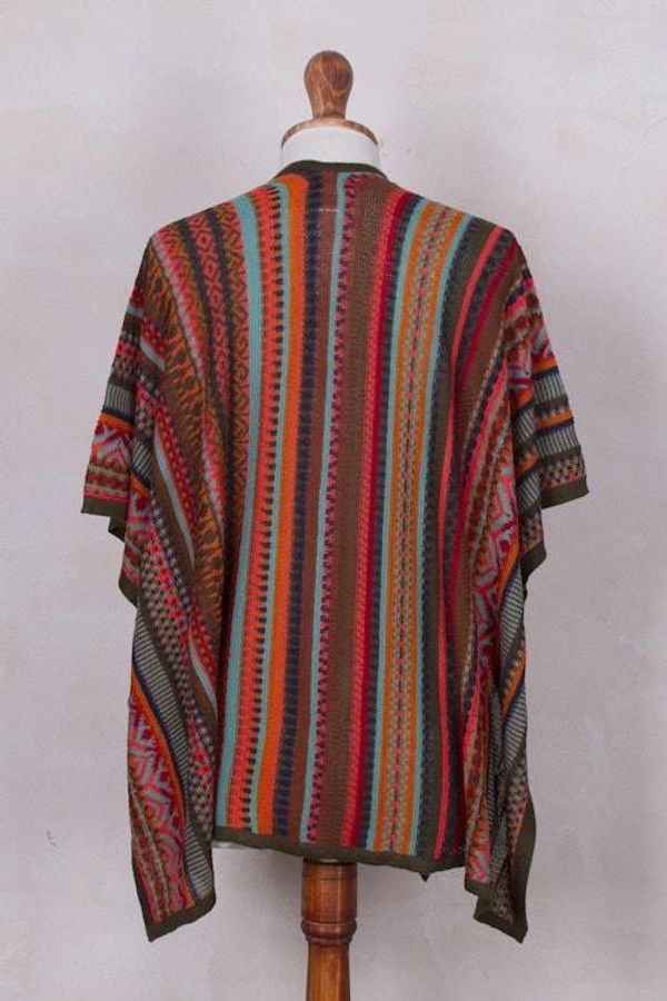 Alternate image for Multi-Color Striped Knit Layering Ruana Desert Strata