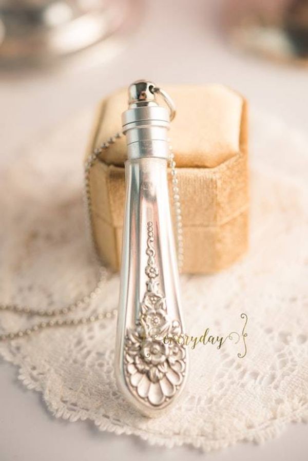Alternate image for Memorial Urn Necklace • 1953 Jubilee • Vintage Silverware • Memorial Jewelry • Urn for Ashes • Keepsake Jewelry • Loss Gift