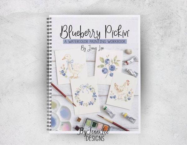 Alternate image for Blueberry Pickin: A Watercolor Painting Workbook, 12 Ready to Paint Watercolor Illustrations, 9781968591403