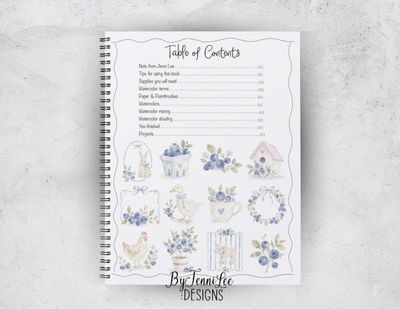 Alternate image for Blueberry Pickin: A Watercolor Painting Workbook, 12 Ready to Paint Watercolor Illustrations, 9781968591403