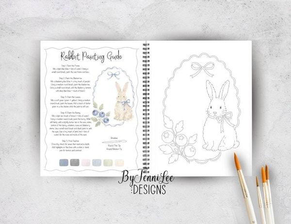 Alternate image for Blueberry Pickin: A Watercolor Painting Workbook, 12 Ready to Paint Watercolor Illustrations, 9781968591403
