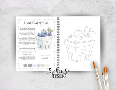 Alternate image for Blueberry Pickin: A Watercolor Painting Workbook, 12 Ready to Paint Watercolor Illustrations, 9781968591403