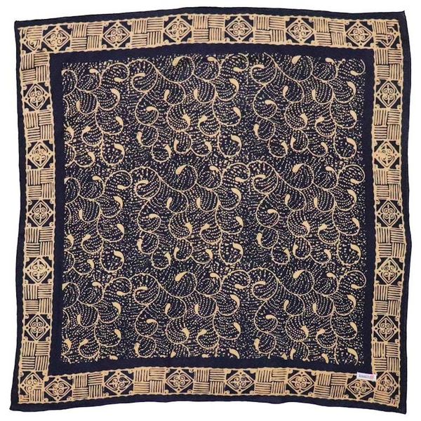 Alternate image for Hand Dyed Batik Bandana, 100% Soft Cotton, Starry Night, Navy Blue, Cream, Yellow